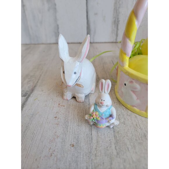Vintage Easter bunny egg variety basket Springs set home decor figure - Picture 7 of 8
